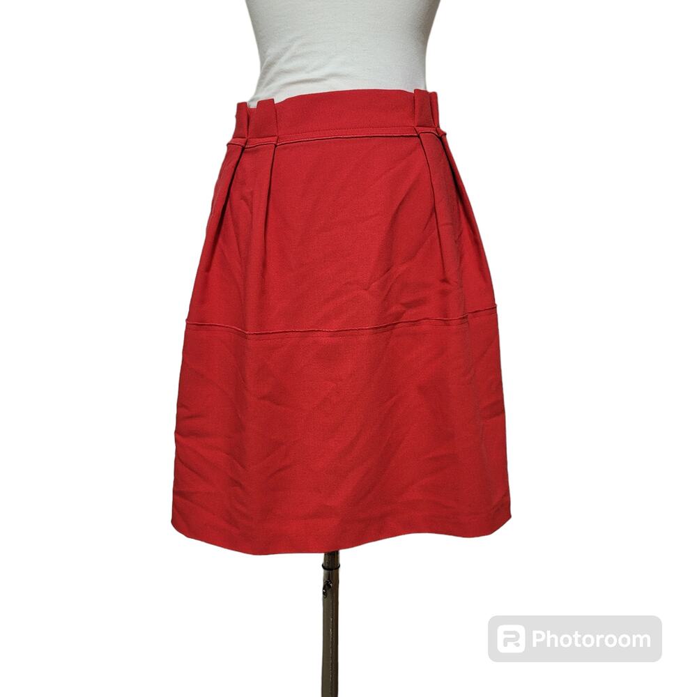 Lace & Mesh Cherry Red Pleated Front A-Line Skirt Size XL